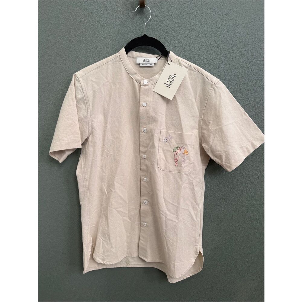 NWT Love Bonito Scout Unisex Embroidered Mandarin Collar Shirt Humble Abode XS - Picture 10 of 11